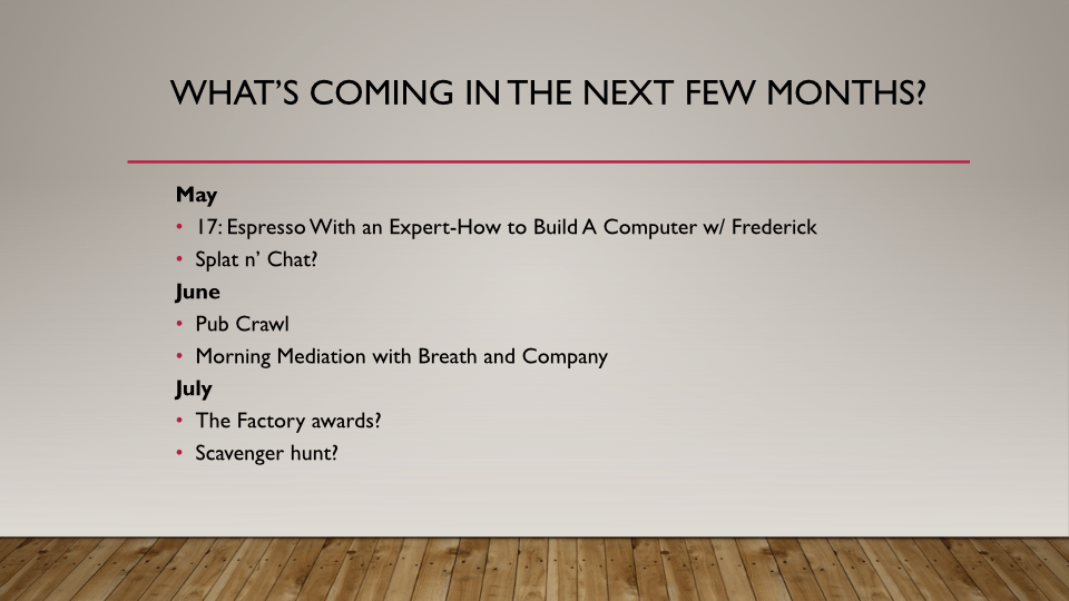 The Factory Town Hall April 19 2023 whats next slide