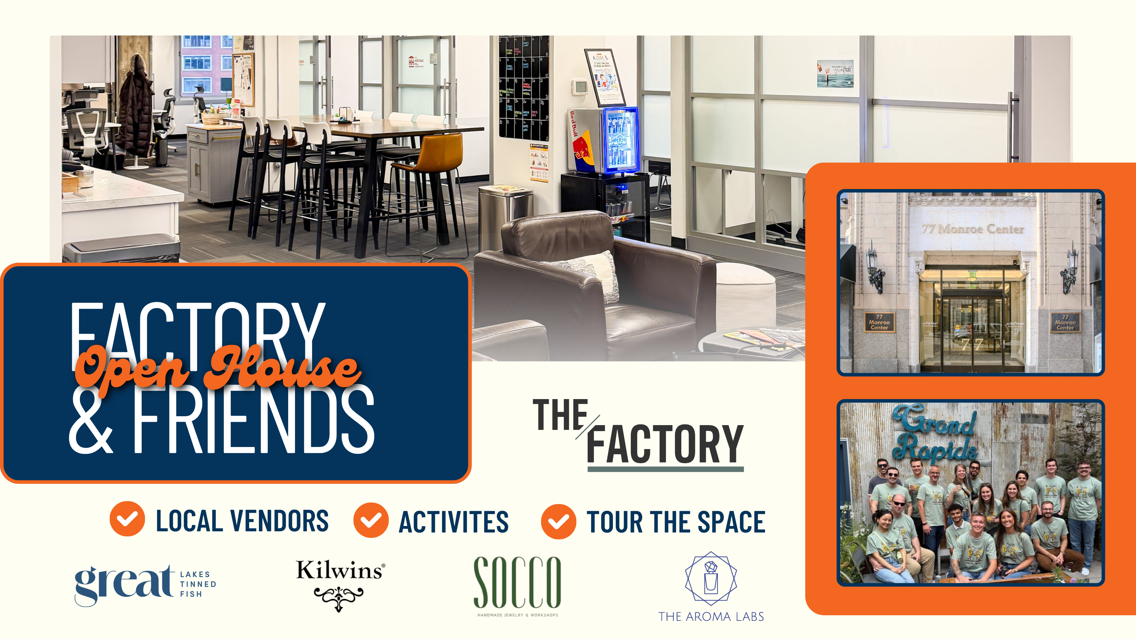 graphic for factory and friends event