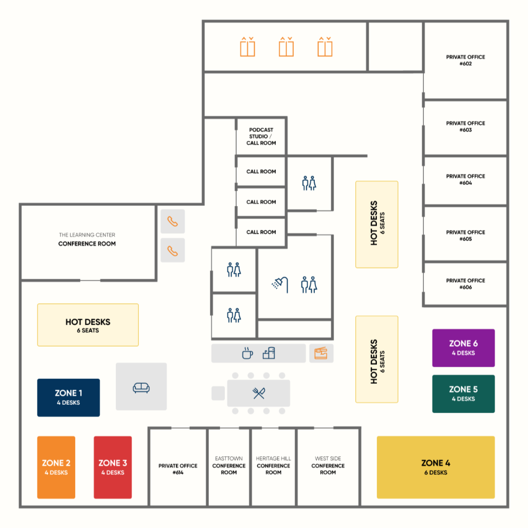 Small teams floor plan at The Factory